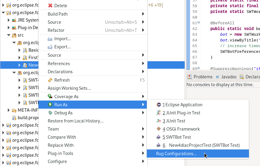 select Run Configuration for class
