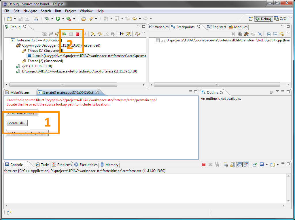 Eclipse C++ Debug View