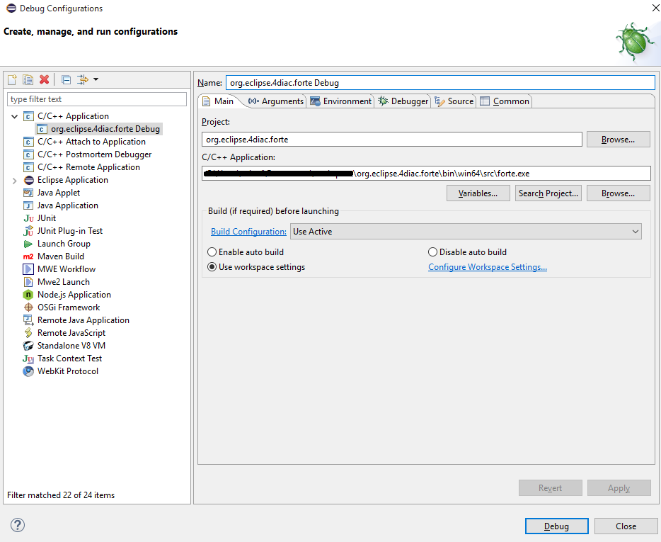 Eclipse Launch Debug Configuration Selection