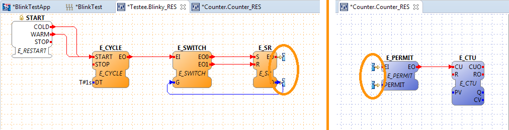 incomplete FBs show die broken connection between two devices