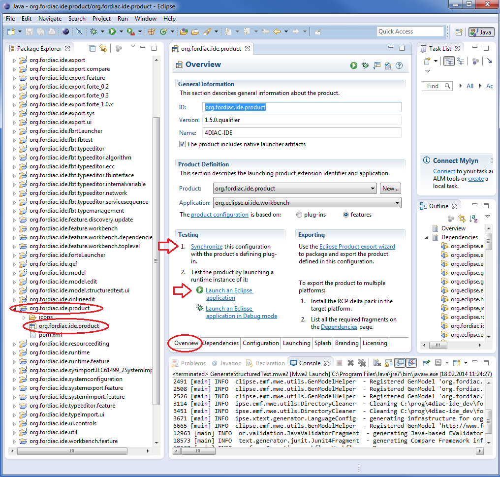 Eclipse product configuration