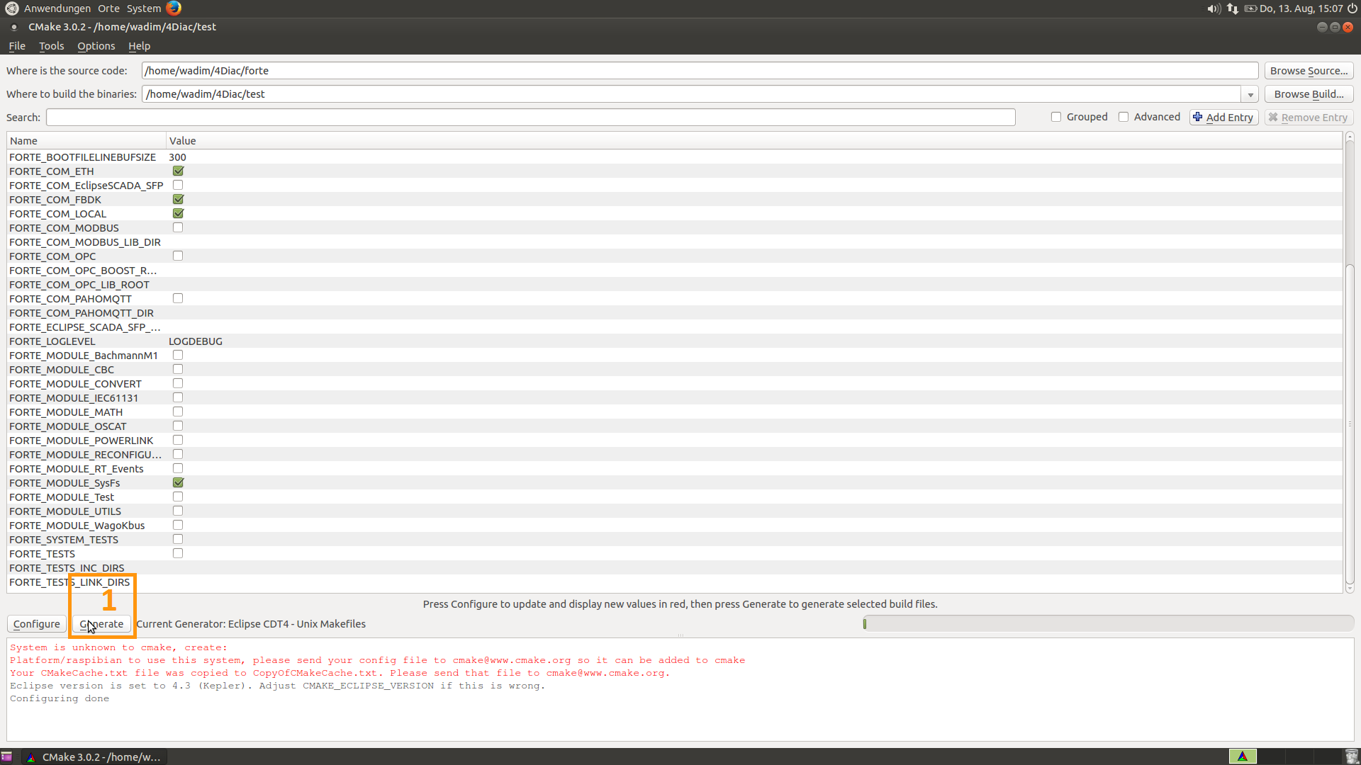 Generate the makefiles.